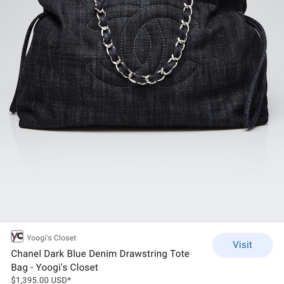 Chanel Denim Drawstring Tote Bag - Picture 2 of 16